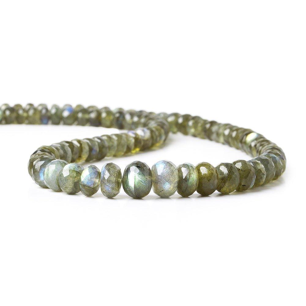 4 - 10mm Labradorite Faceted Rondelles 14 inch 127 Beads - The Bead Traders