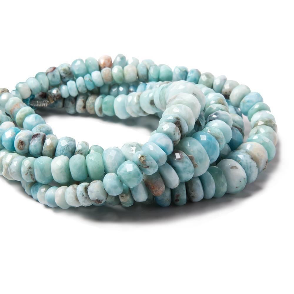 4-11.5mm Larimar faceted rondelle beads 8 inch 50 pieces - The Bead Traders