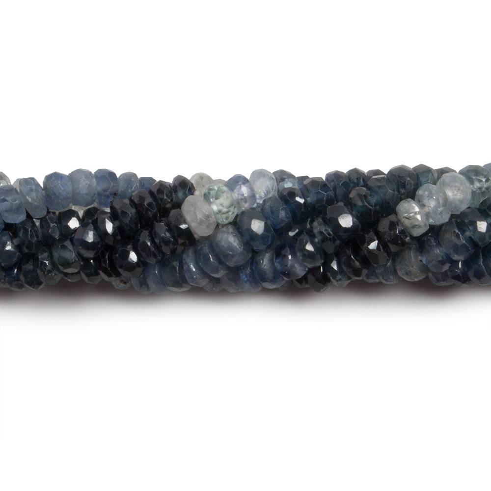 4-4.5 mm White & Blue Sapphire faceted rondelle beads 16 inch 220 pieces - The Bead Traders