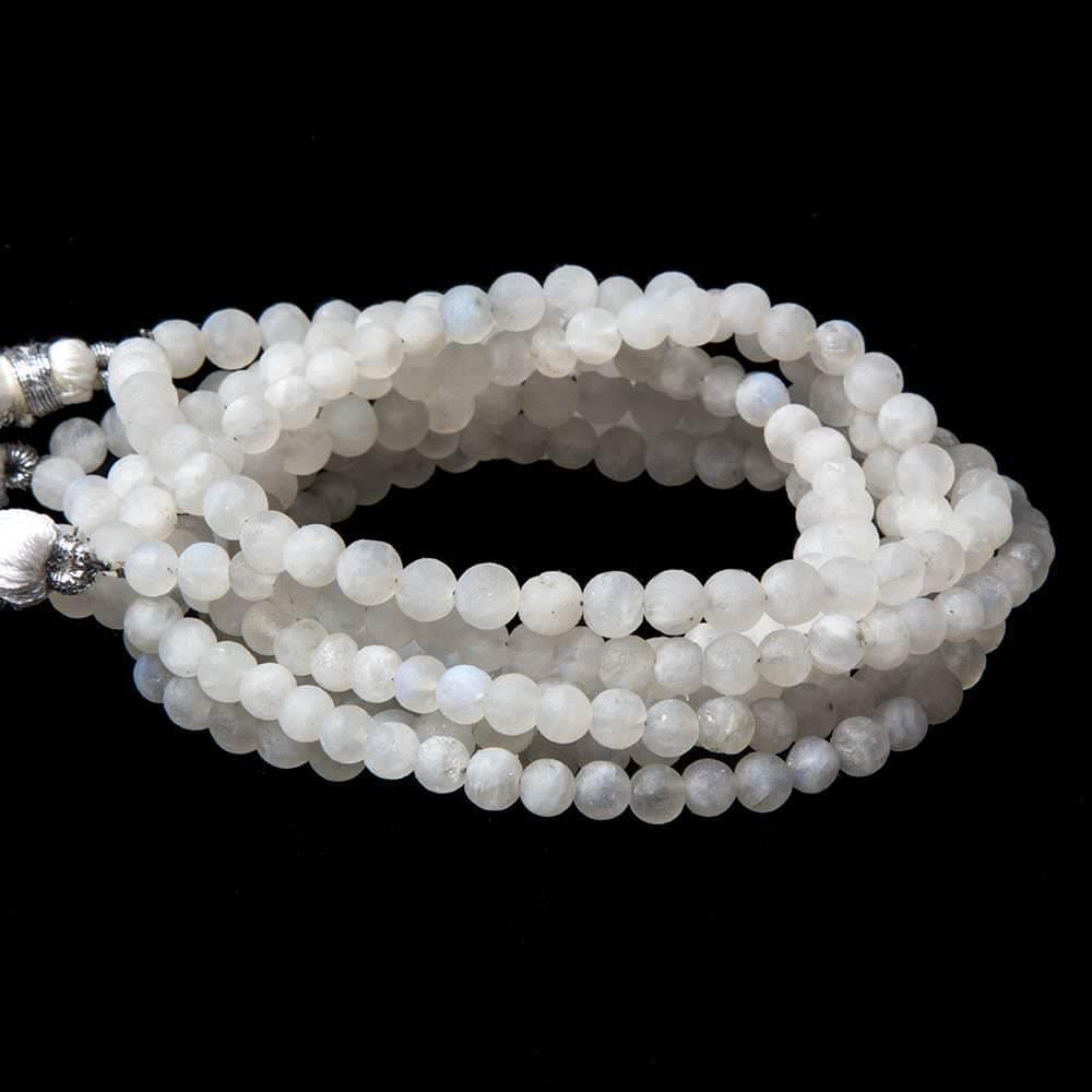 4-4.5mm Matte Rainbow Moonstone Plain Rounds 12 inch 70 pieces - The Bead Traders