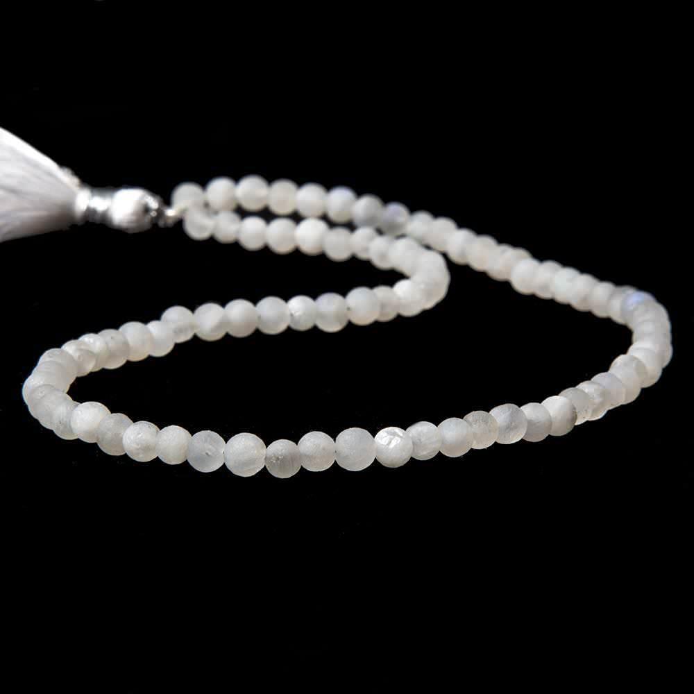 4-4.5mm Matte Rainbow Moonstone Plain Rounds 12 inch 70 pieces - The Bead Traders