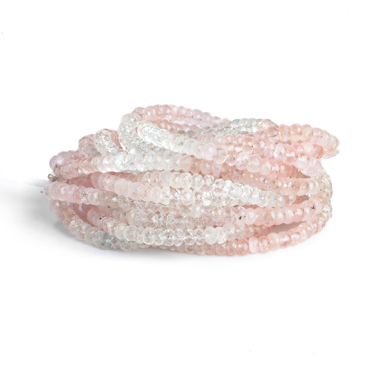 4-4.5mm Morganite Faceted Rondelles 18 inch 175 beads - The Bead Traders