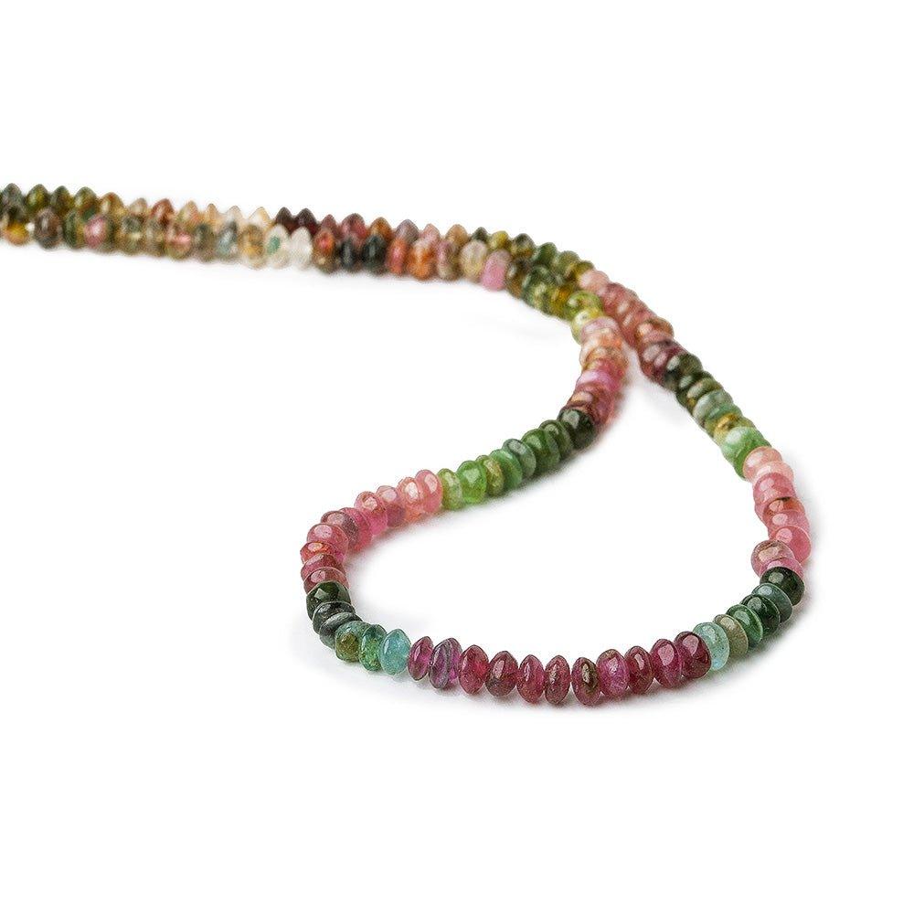 4-4.5mm Multi Color Tourmaline Plain Rondelles 14 inch 135 beads - The Bead Traders
