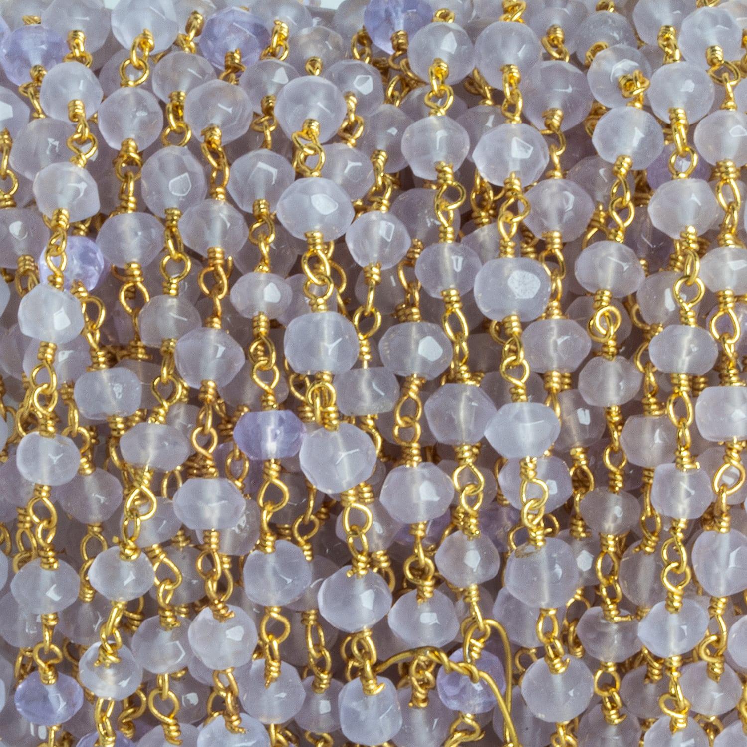 4-4.5mm Purple Chalcedony Rondelle Gold Chain 37 pieces - The Bead Traders