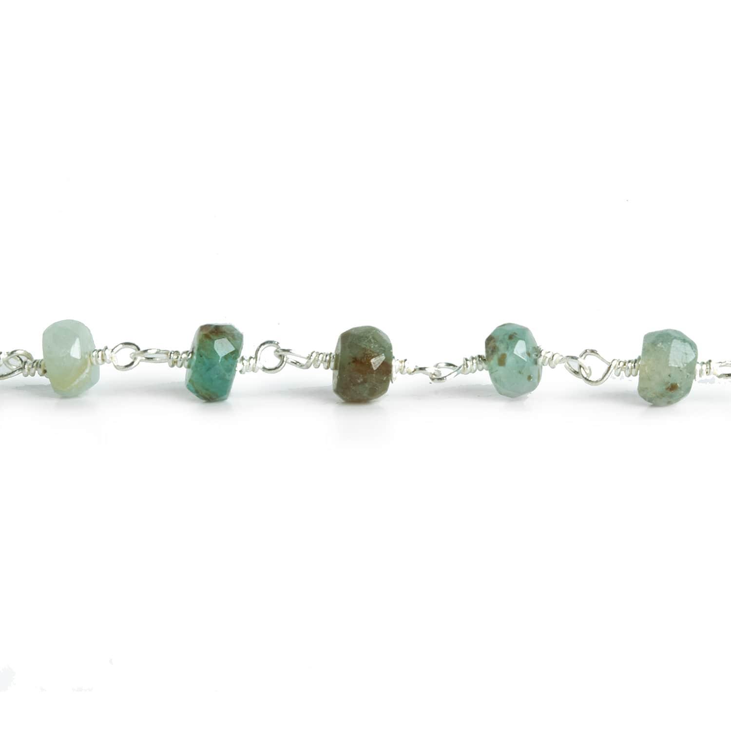 4-4.5mm Sapphire Rondelle Silver Chain 37 pieces - The Bead Traders