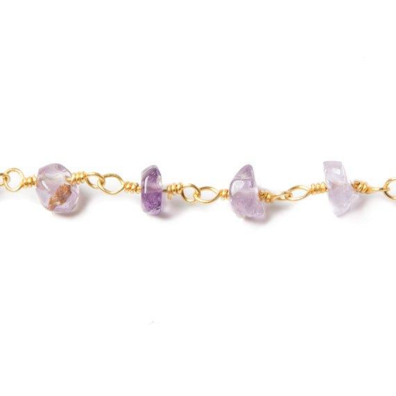 4-4.5mm Shaded Amethyst plain rondelles Gold Chain by the foot 38 pcs - The Bead Traders