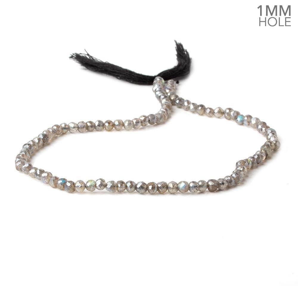 4-4.5mm Silver Mystic Labradorite Faceted Rounds 13 inch 90 Beads 1mm hole - The Bead Traders