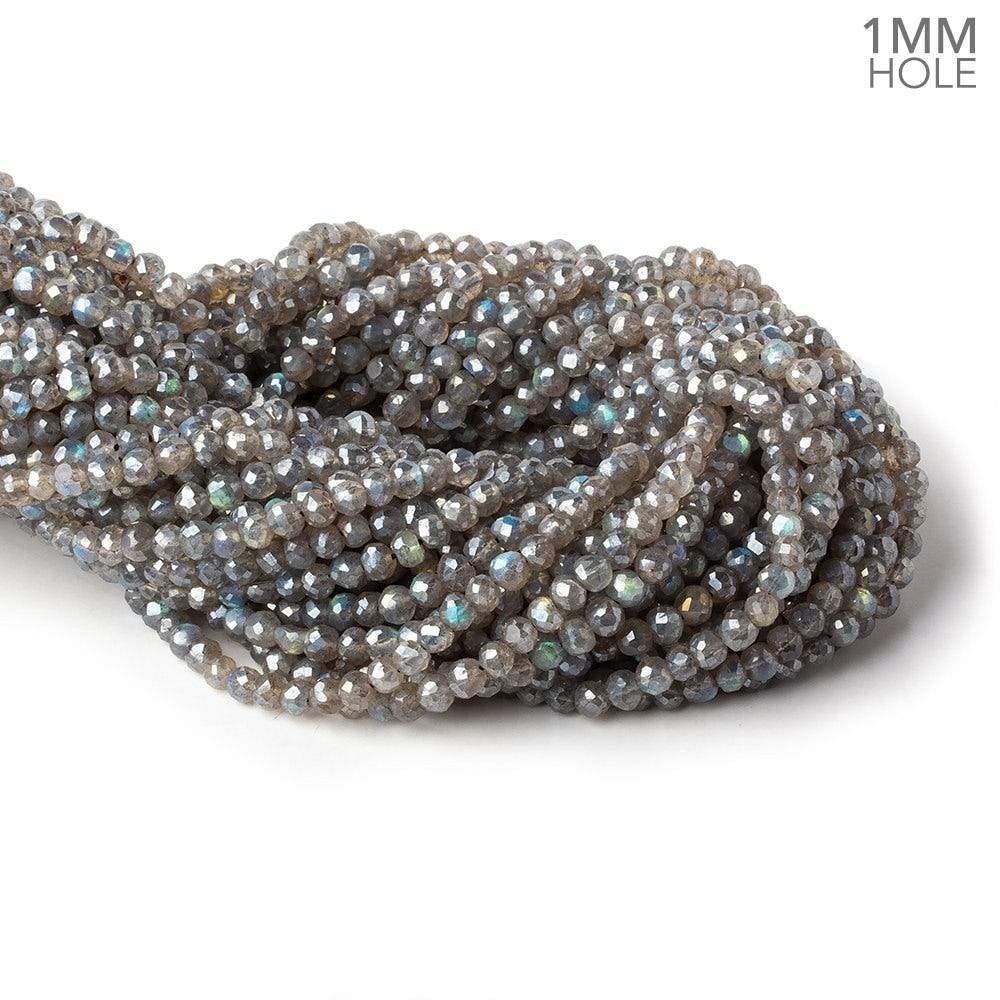 4-4.5mm Silver Mystic Labradorite Faceted Rounds 13 inch 90 Beads 1mm hole - The Bead Traders