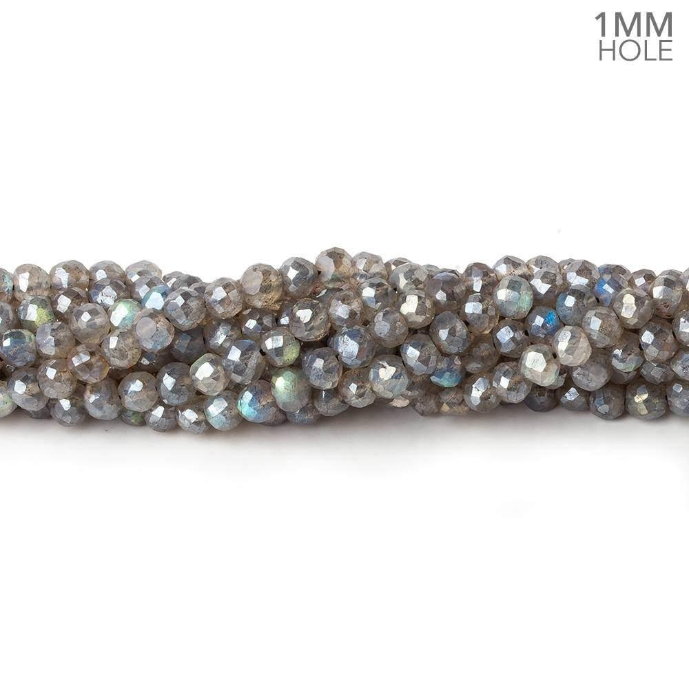 4-4.5mm Silver Mystic Labradorite Faceted Rounds 13 inch 90 Beads 1mm hole - The Bead Traders