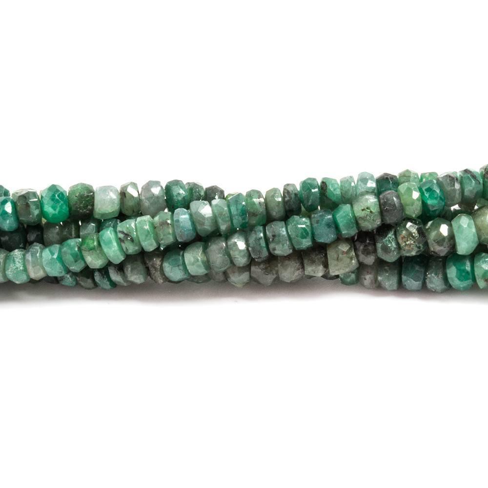 4-5 mm Emerald Faceted Rondelles Beads 14 inch set of 4 strands - The Bead Traders