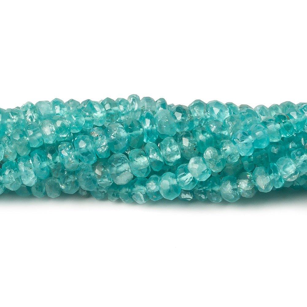 4-5mm Aqua Blue Apatite faceted rondelle beads 13 inch 128 pieces - The Bead Traders
