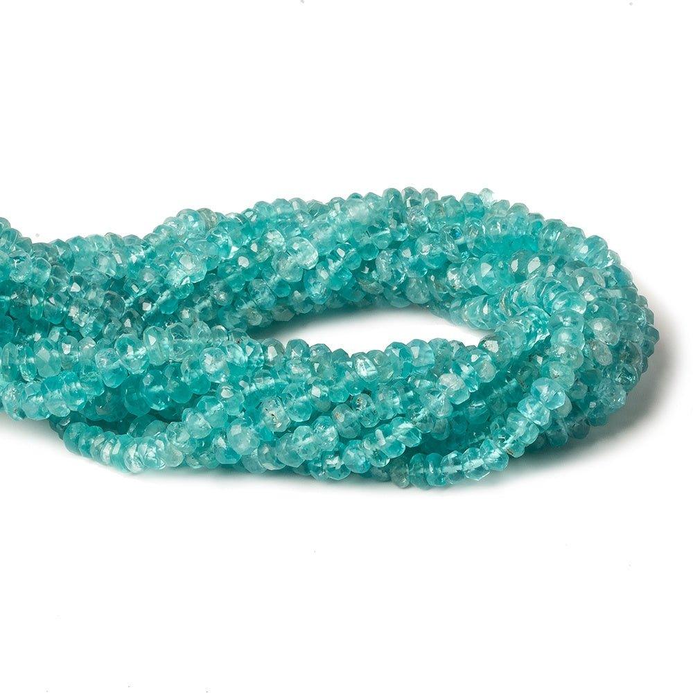 4-5mm Aqua Blue Apatite faceted rondelle beads 13 inch 128 pieces - The Bead Traders