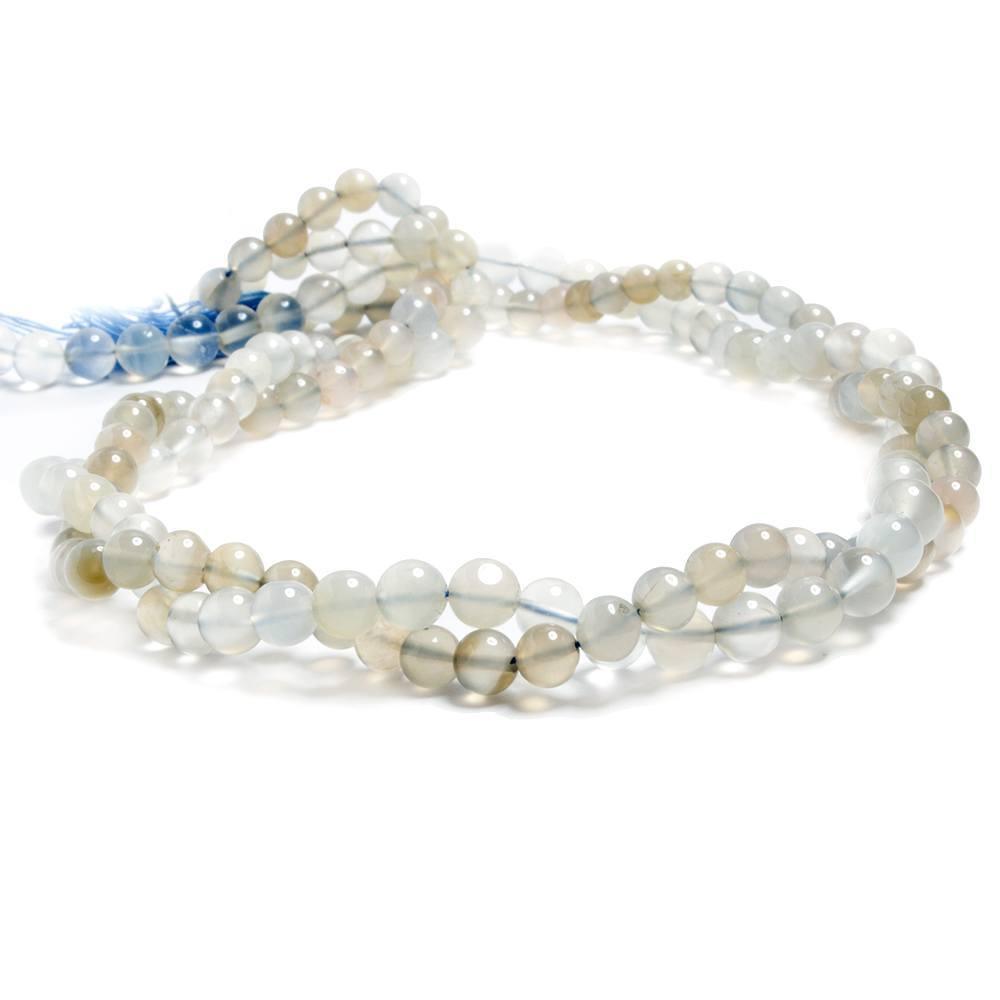 4-5mm Blue Chalcedony plain round beads 16 inches 77 pieces - The Bead Traders