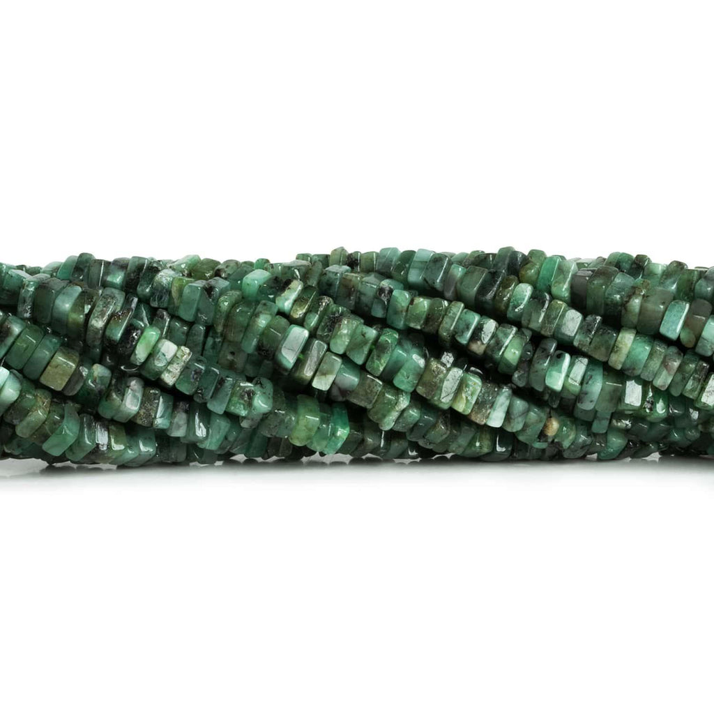 4-5mm Emerald Square Heishis 16 inch 210 pieces - The Bead Traders