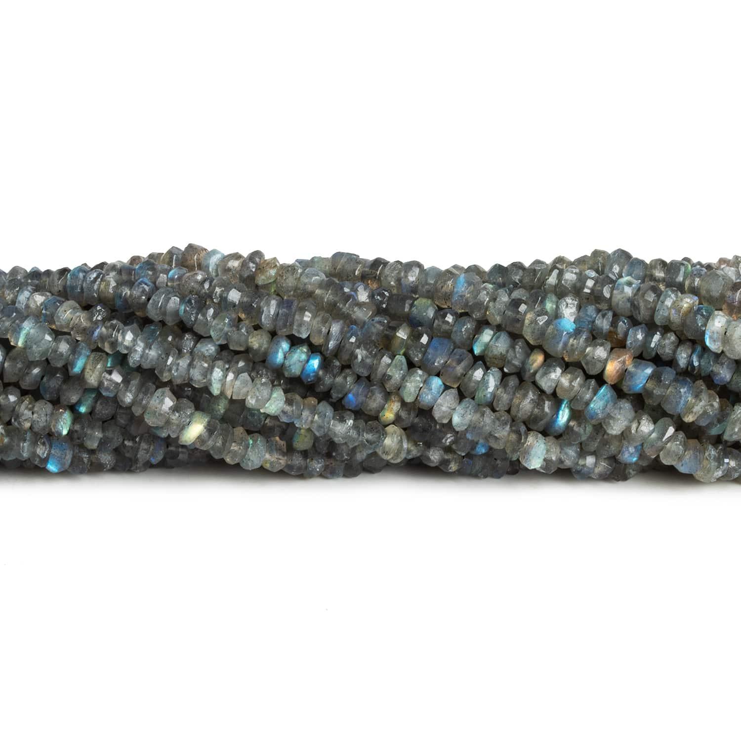 4-5mm Labradorite Faceted Rondelles 13 inch 145 beads - The Bead Traders