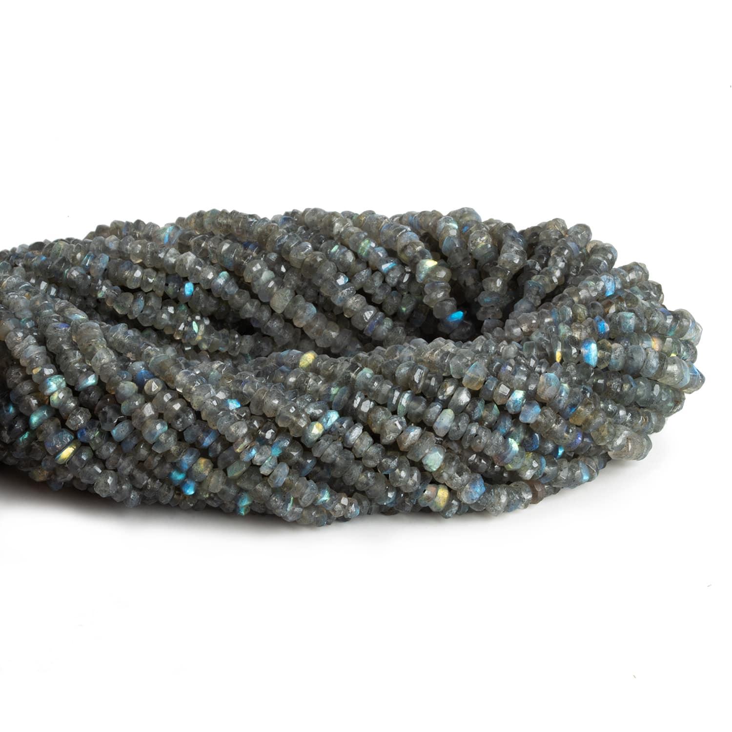 4-5mm Labradorite Faceted Rondelles 13 inch 145 beads - The Bead Traders