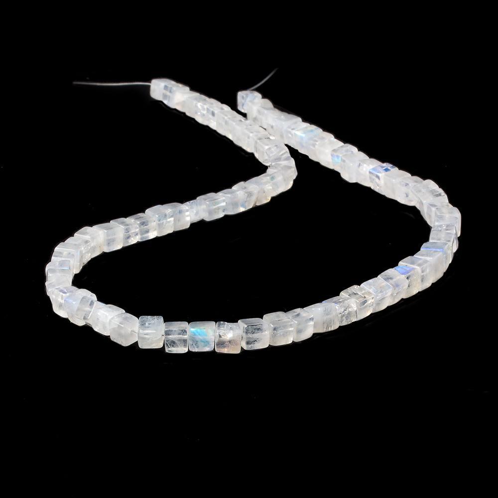 4-5mm Rainbow Moonstone Plain Cube Beads 14.5 inches 74 beads - The Bead Traders