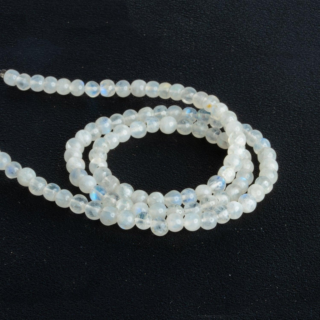 4-5mm Rainbow Moonstone Rounds 16 inch 95 beads - The Bead Traders