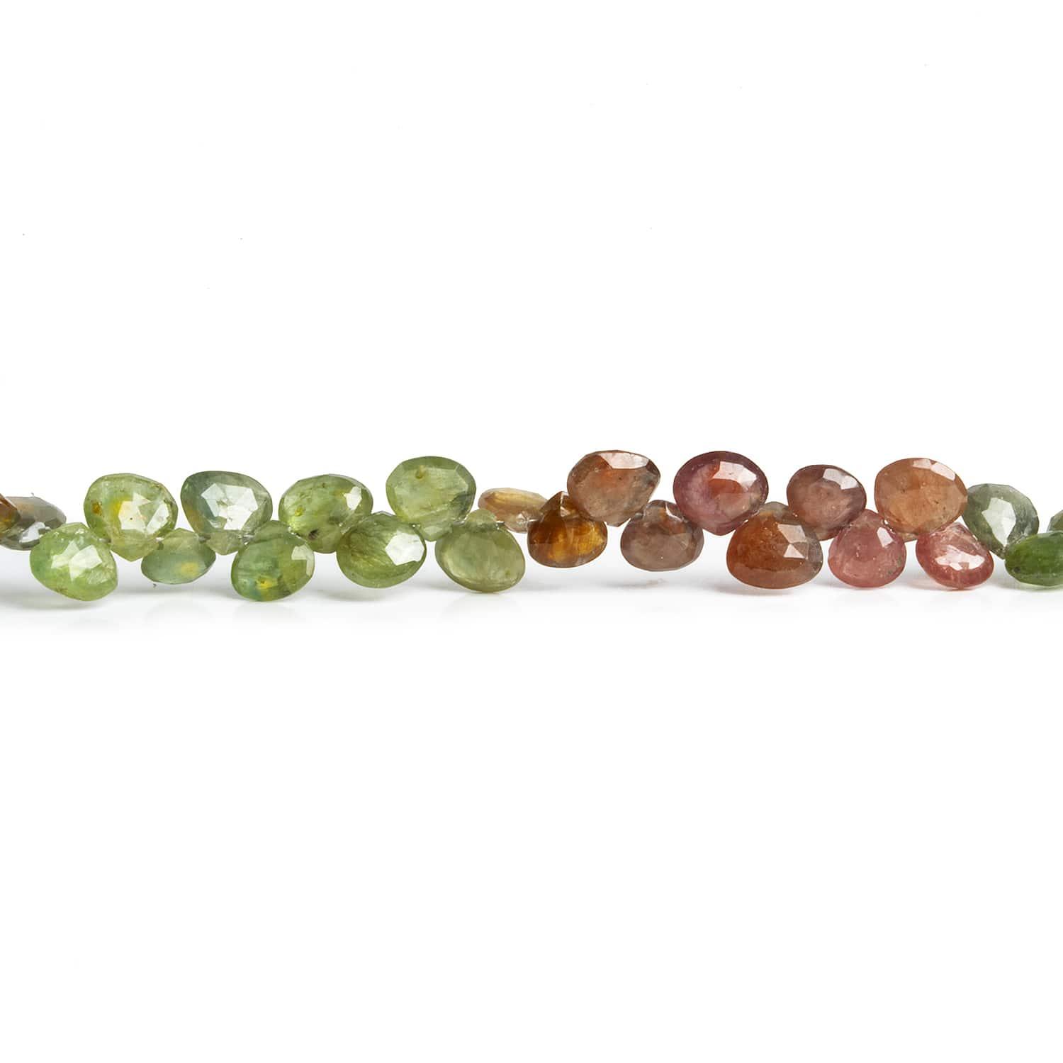 4-5mm Sapphire Faceted Hearts 8 inch 70 beads - The Bead Traders