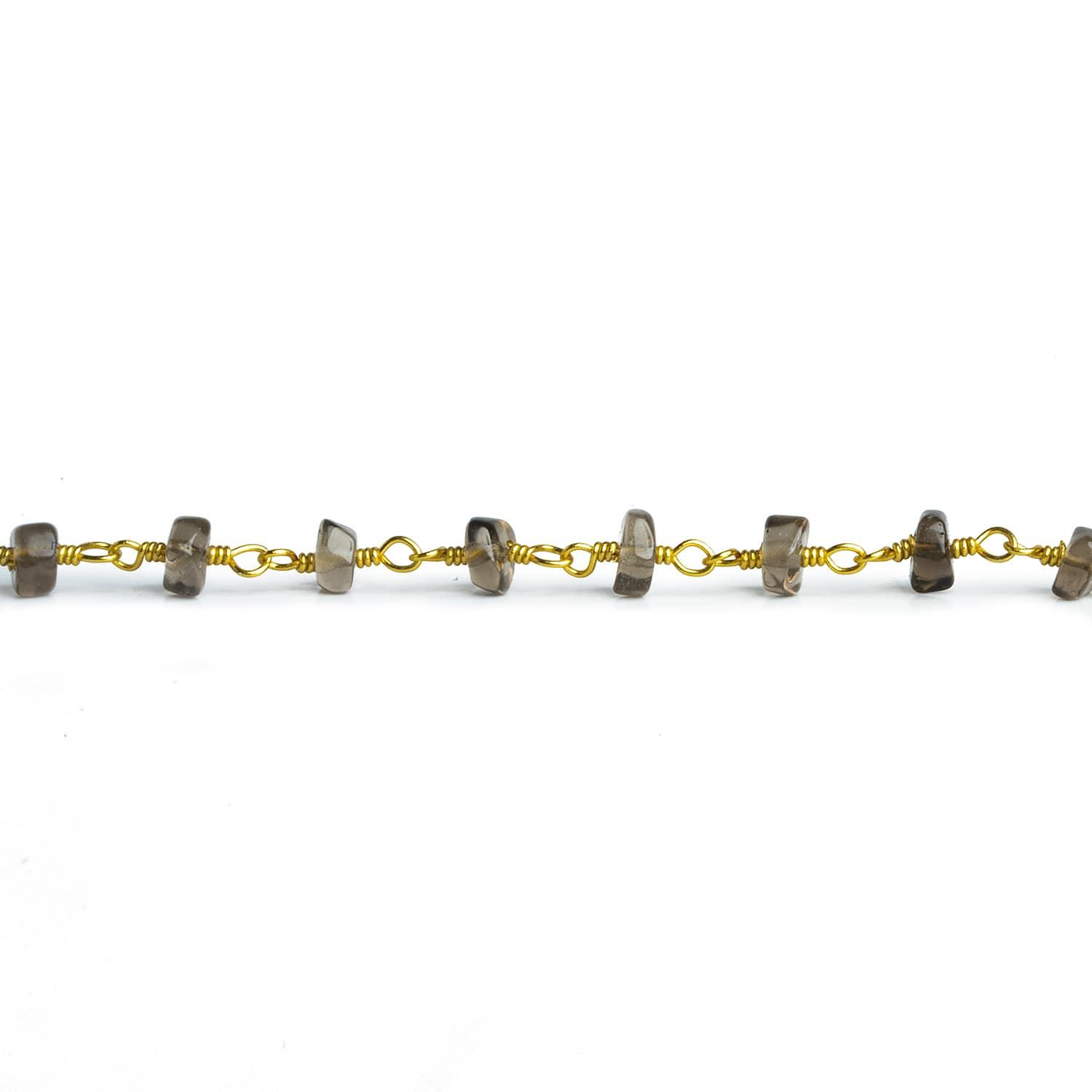 4-5mm Smoky Quartz Heishi Gold Chain 37 beads - The Bead Traders