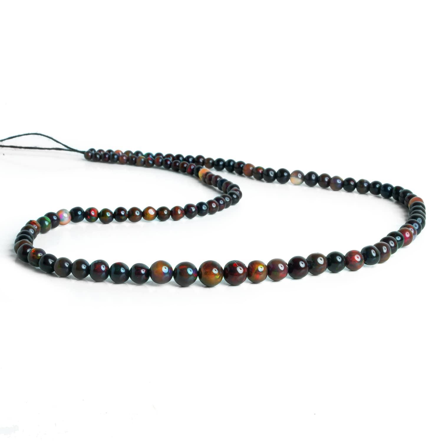 4-6mm Black Ethiopian Opal Rounds 16 inch 110 beads - The Bead Traders