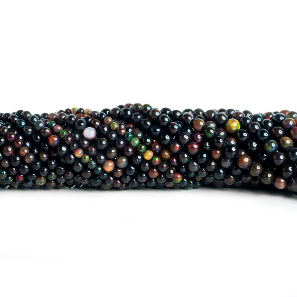 4-6mm Black Ethiopian Opal Rounds 16 inch 110 beads - The Bead Traders