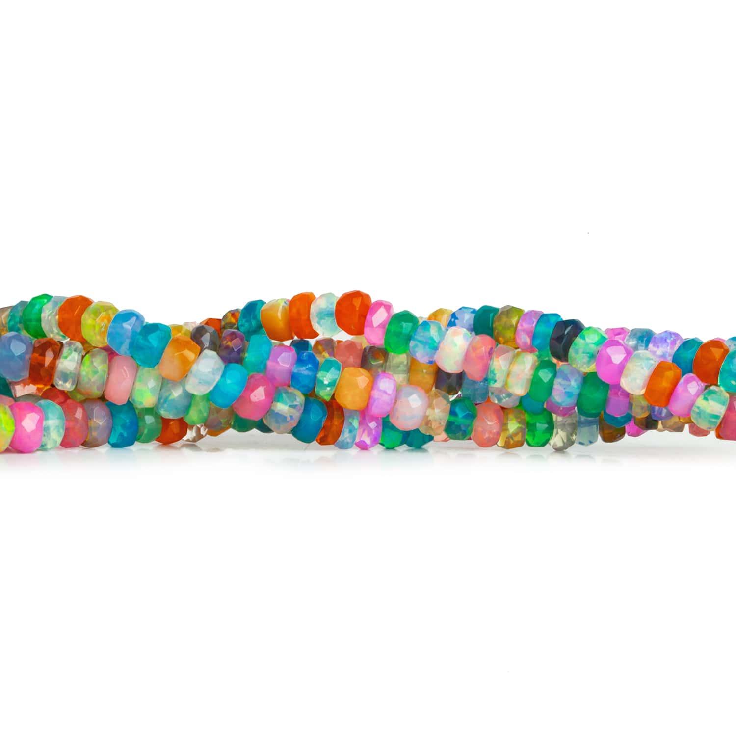 4-6mm Multi Color Ethiopian Opal Faceted Rondelles 17 inch 155 beads - The Bead Traders