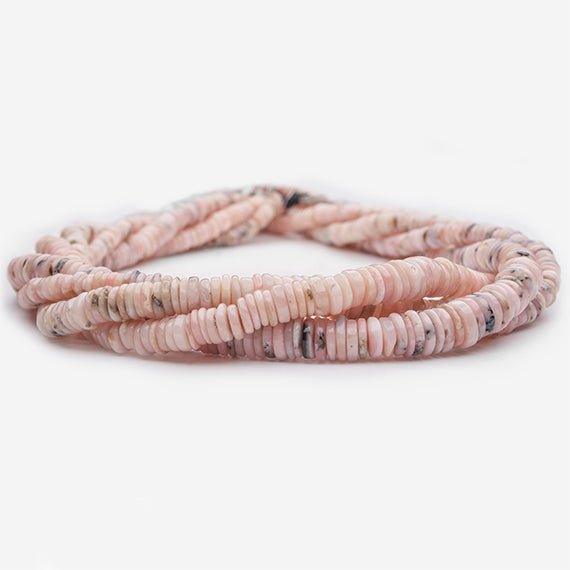 4-6mm Pink Peruvian Opal Plain Heishi Beads 16 inch 245 pieces - The Bead Traders