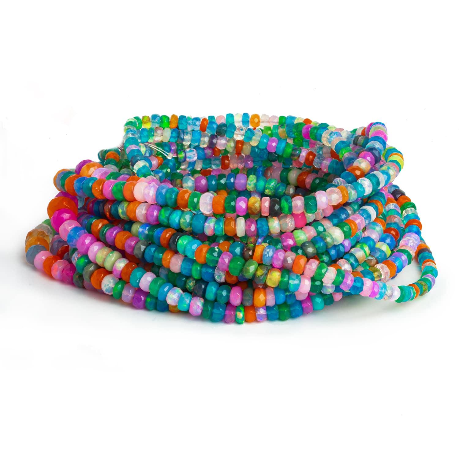 4-7mm Multi Color Ethiopian Opal Faceted Rondelles 16 inch 140 beads - The Bead Traders
