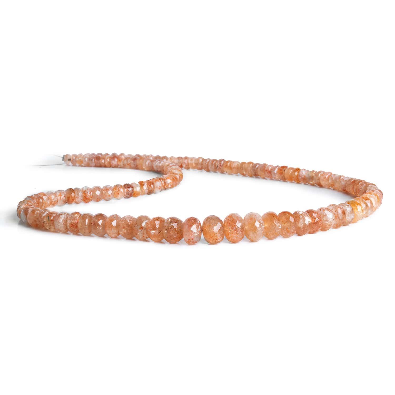 4-9mm Sunstone Faceted Rondelles 18 inch 120 beads - The Bead Traders