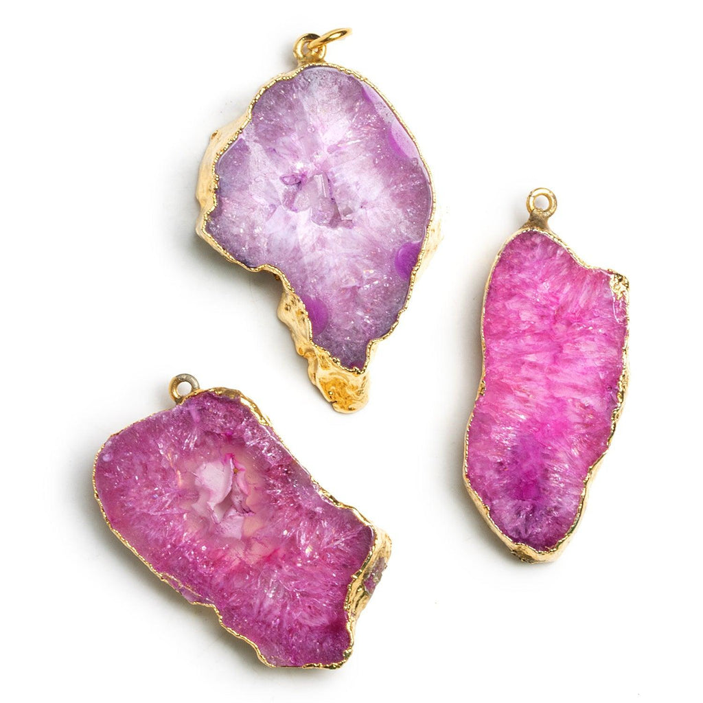 40x20mm Gold Leafed Pink Agate Pendant 1 Bead - The Bead Traders
