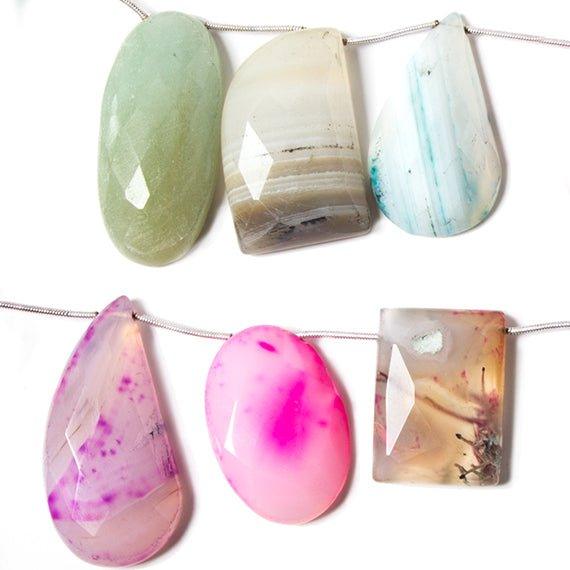 40x30mm MultiColor Agate Top Drilled FreeShapes 5-6 Beads - The Bead Traders