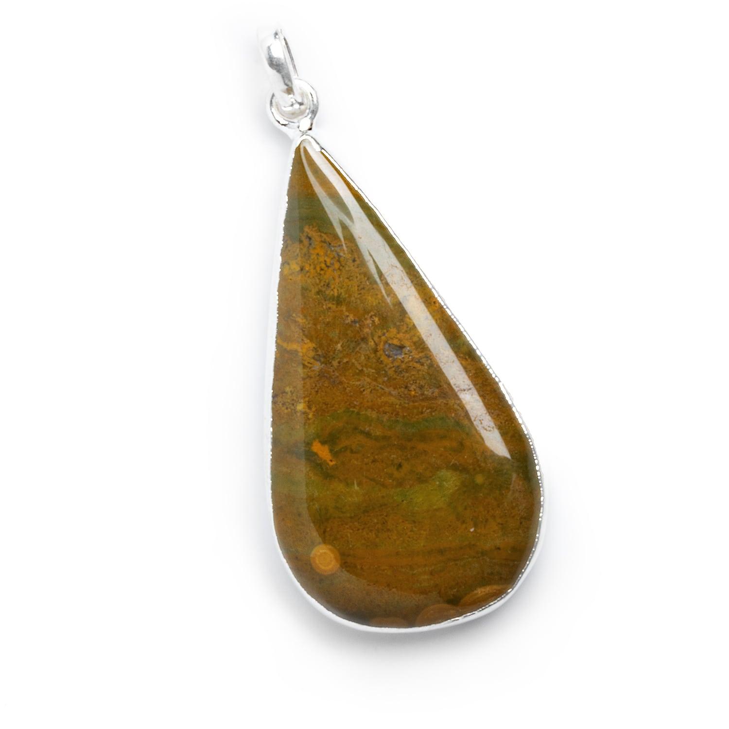 41x23mm Silver Leafed Jasper Pear Pendant 1 Piece - The Bead Traders