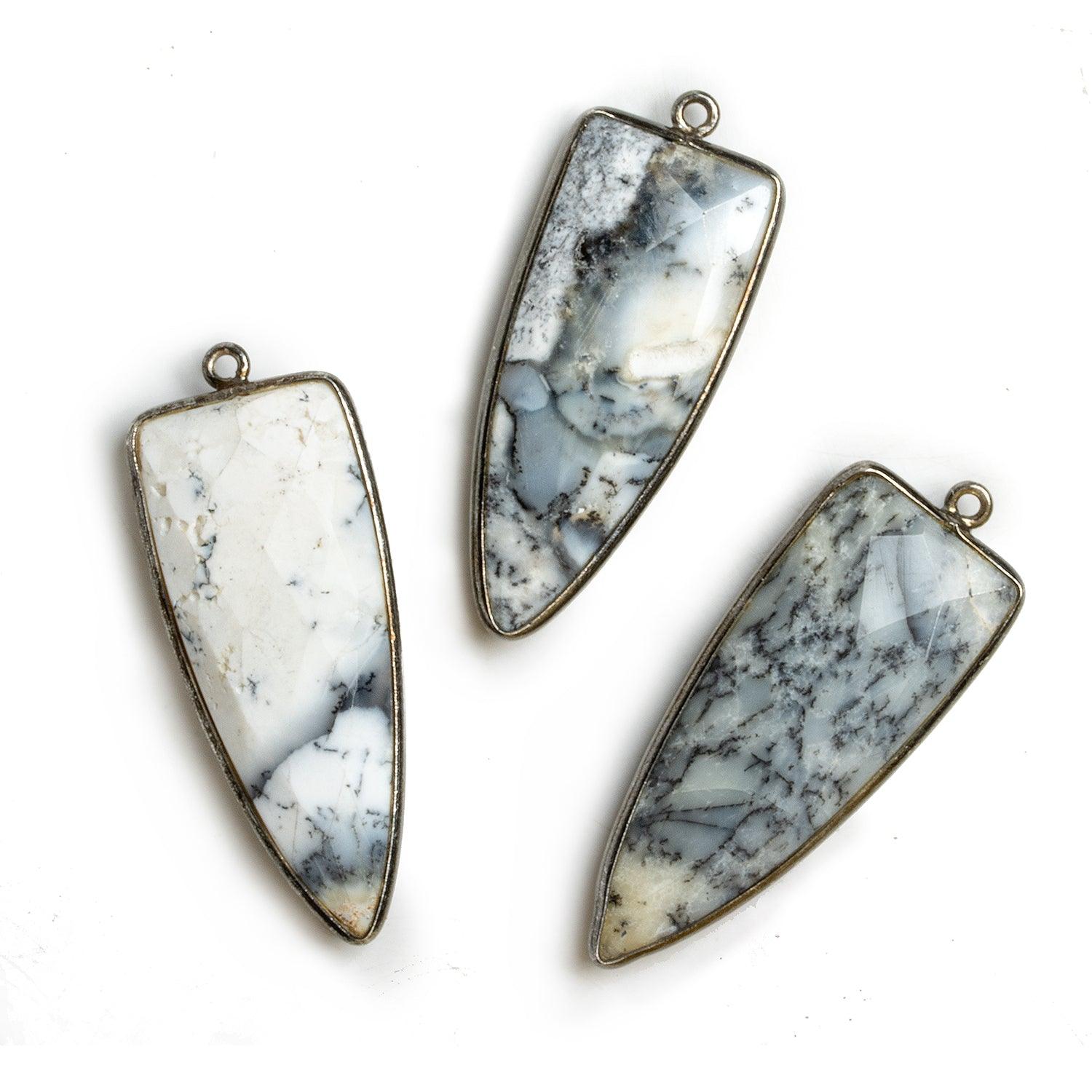 42x16mm Black Gold Bezel Dendritic Opal Point 1 piece - The Bead Traders