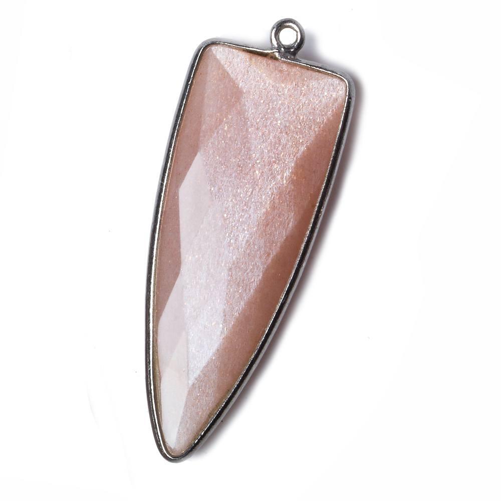 42x16mm Black Gold Bezel Peach Moonstone Point 1 piece - The Bead Traders