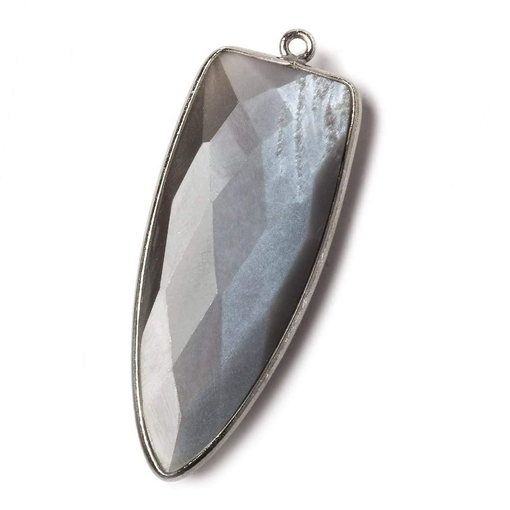 42x16mm Black Gold Bezel Platinum Grey Moonstone Point 1 piece - The Bead Traders