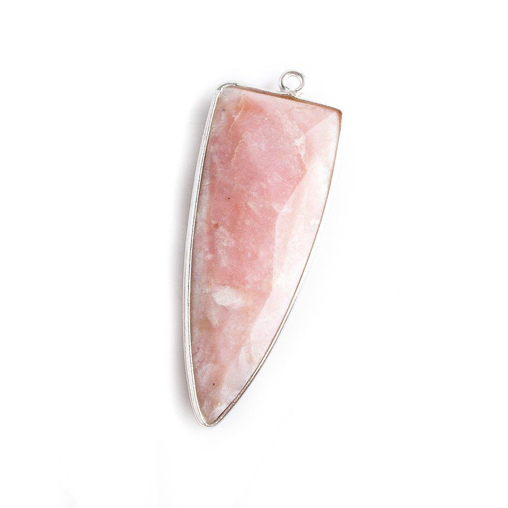 42x16mm Silver .925 Bezel Pink Peruvian Opal Point 1 ring Pendant 1 piece - The Bead Traders