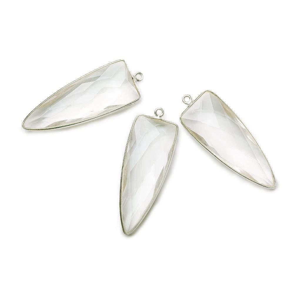 42x16mm Silver Bezel Crystal Quartz Point 1 piece - The Bead Traders
