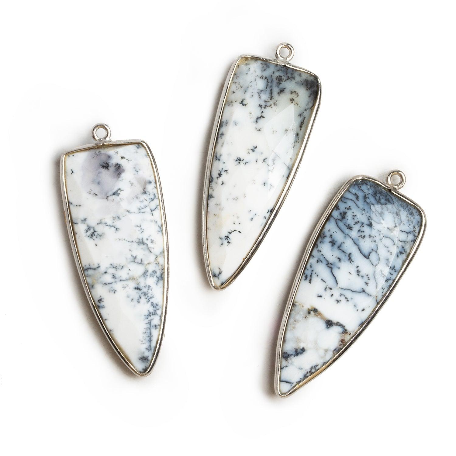 42x16mm Silver Bezel Dendritic Opal Point 1 piece - The Bead Traders