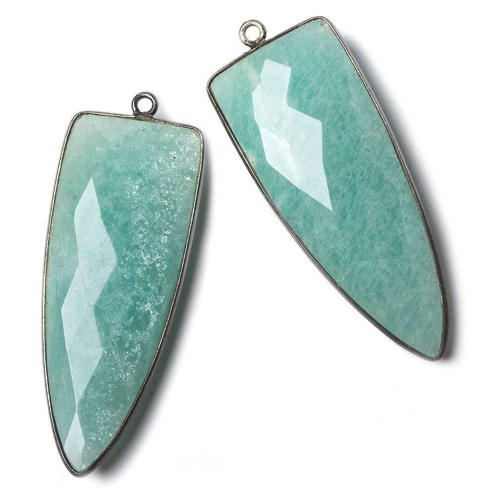 42x16mm Silver Bezeled Amazonite Point Pendant 1 piece - The Bead Traders