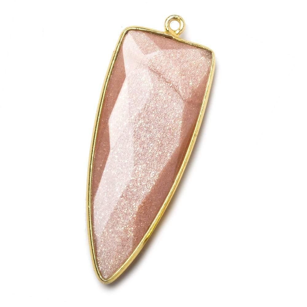 42x16mm Vermeil Bezel Peach Moonstone Point 1 piece - The Bead Traders