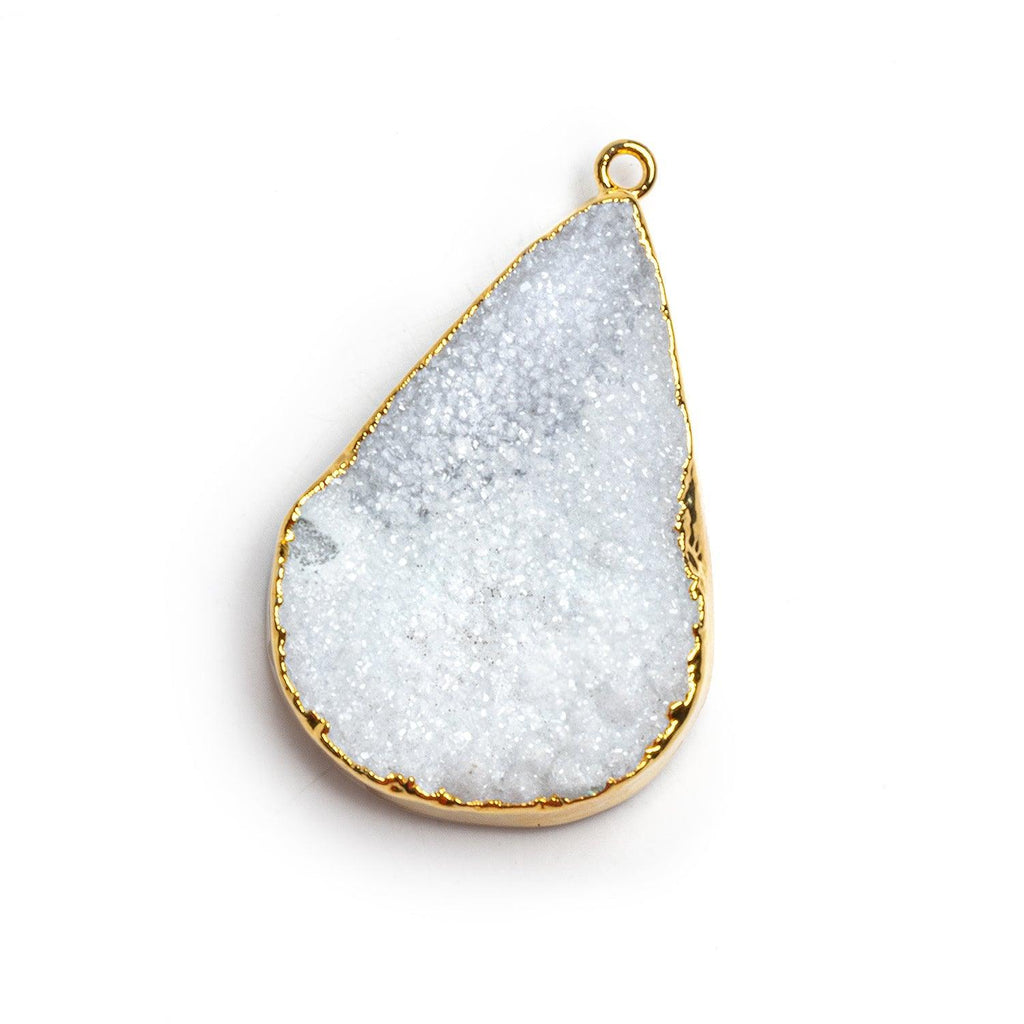 42x27mm Gold Leafed White Drusy Pear Pendant 1 Bead - The Bead Traders
