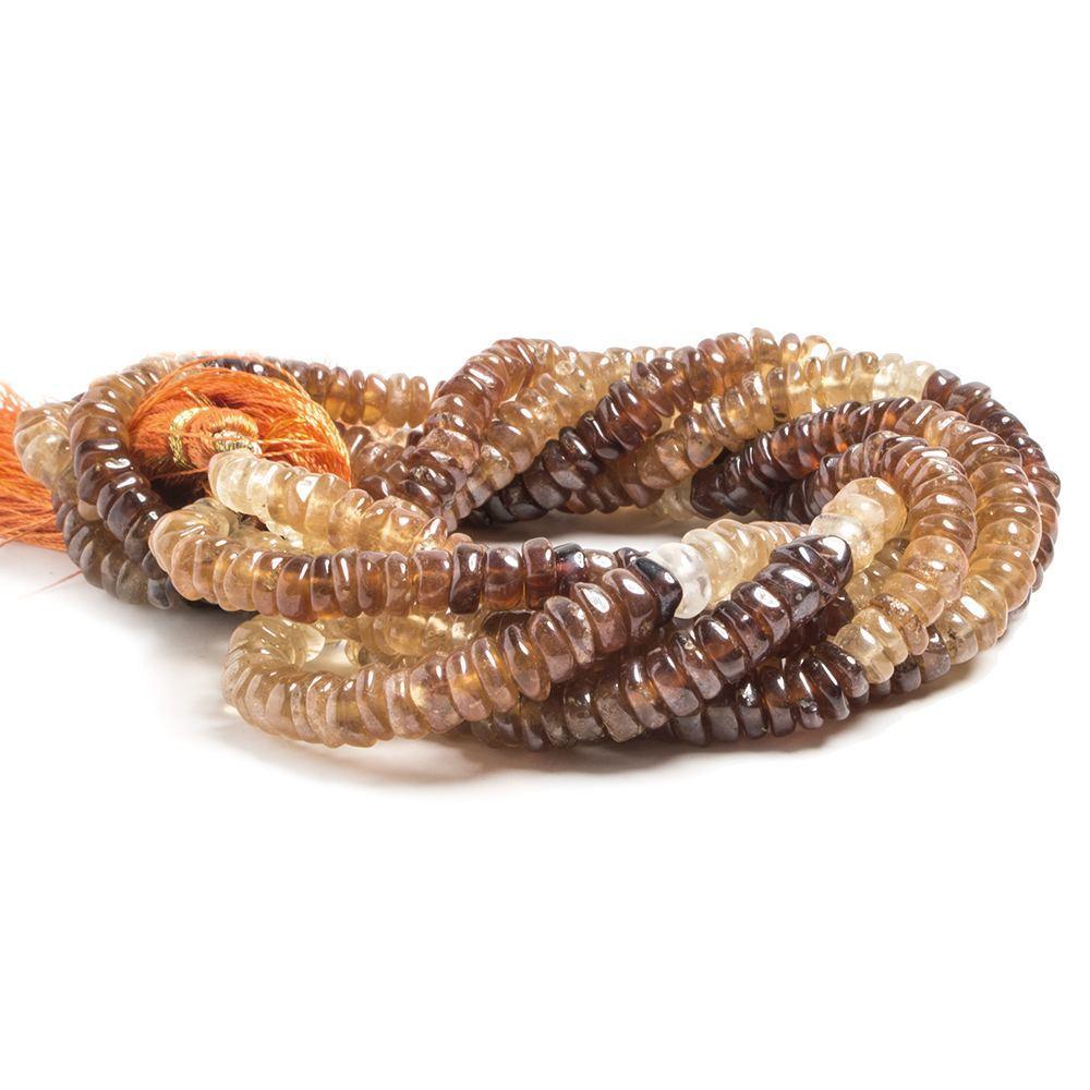 4.5-5mm Mystic Hessonite Garnet plain rondelle beads 14 inch 60 pieces - The Bead Traders
