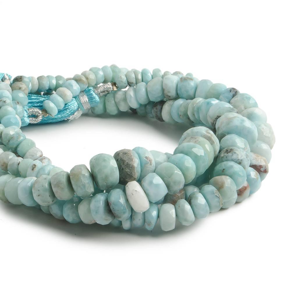 4.5-9mm Larimar faceted rondelle beads 8 inch 49 pieces - The Bead Traders
