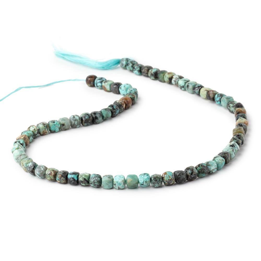 4.5mm African Turquoise Micro Faceted Cube Beads 12 inch 68 pieces - The Bead Traders
