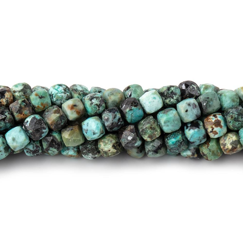 4.5mm African Turquoise Micro Faceted Cube Beads 12 inch 68 pieces - The Bead Traders