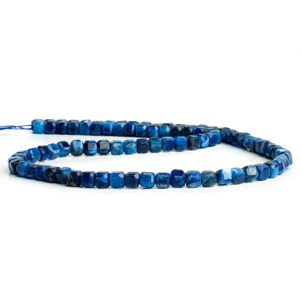 4.5mm Blue Kyanite Micro Faceted Cube Beads 15 inch 85 pieces - The Bead Traders