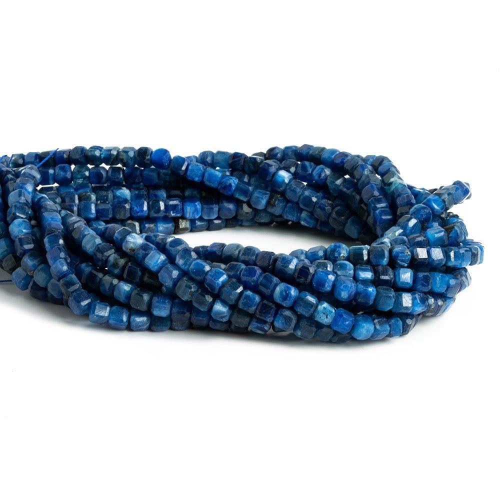4.5mm Blue Kyanite Micro Faceted Cube Beads 15 inch 85 pieces - The Bead Traders