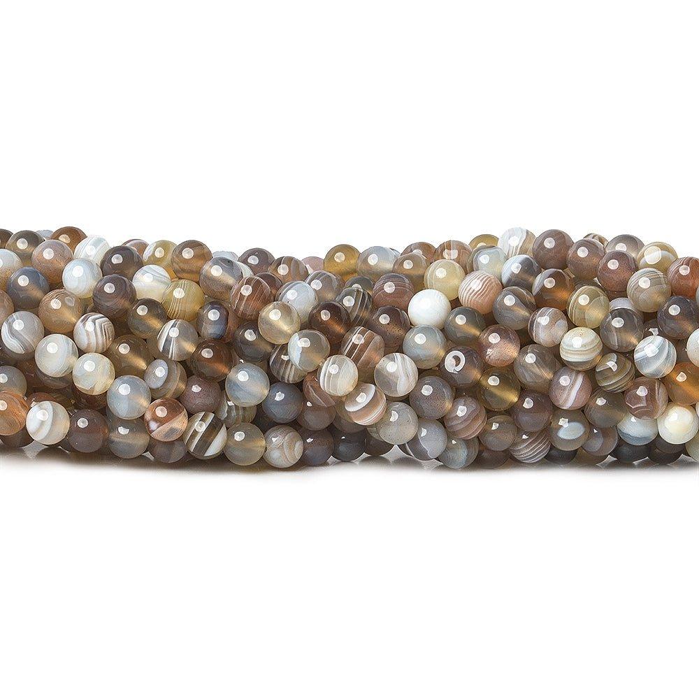 4.5mm Botswana Agate plain round beads 16 inch 93 pieces - The Bead Traders