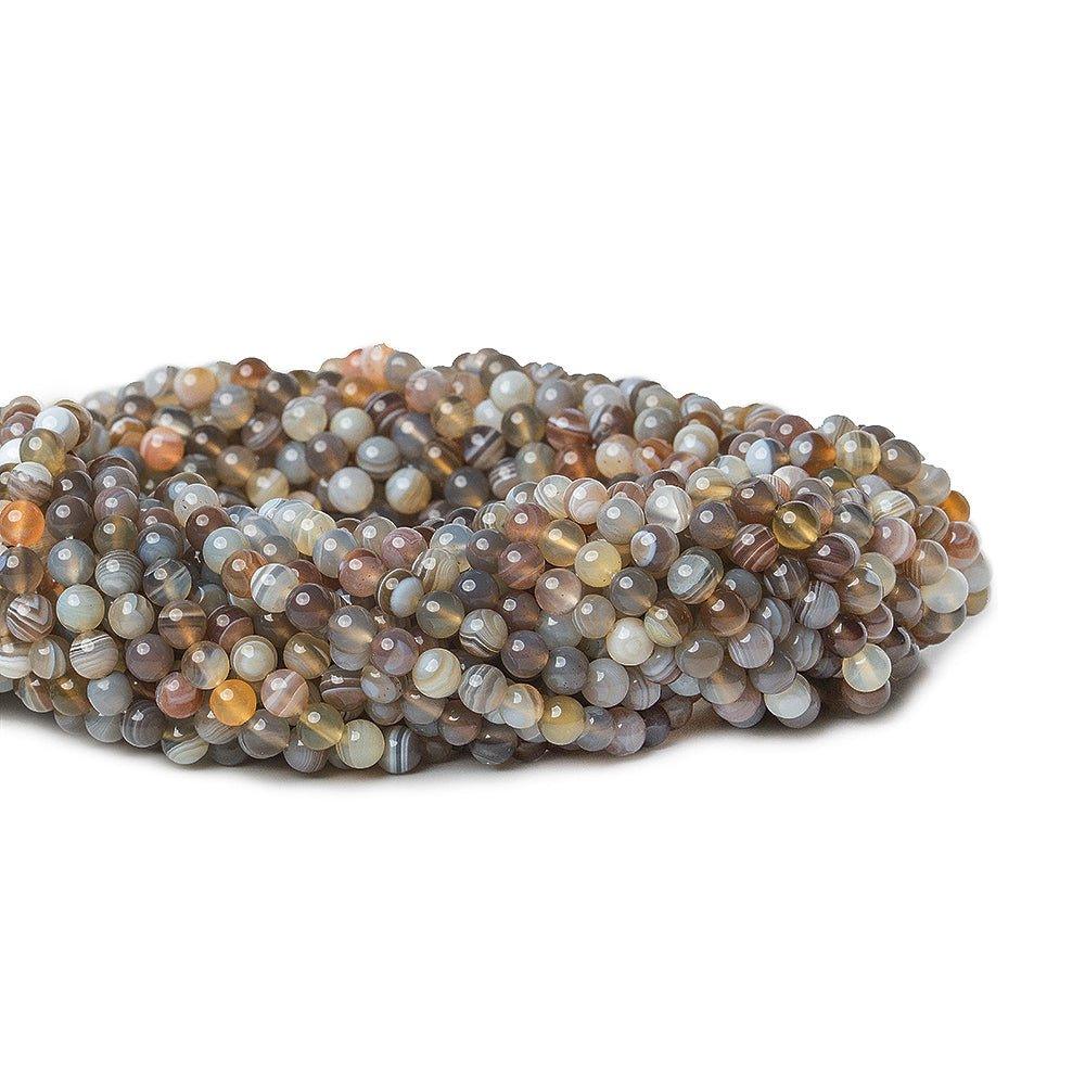 4.5mm Botswana Agate plain round beads 16 inch 93 pieces - The Bead Traders